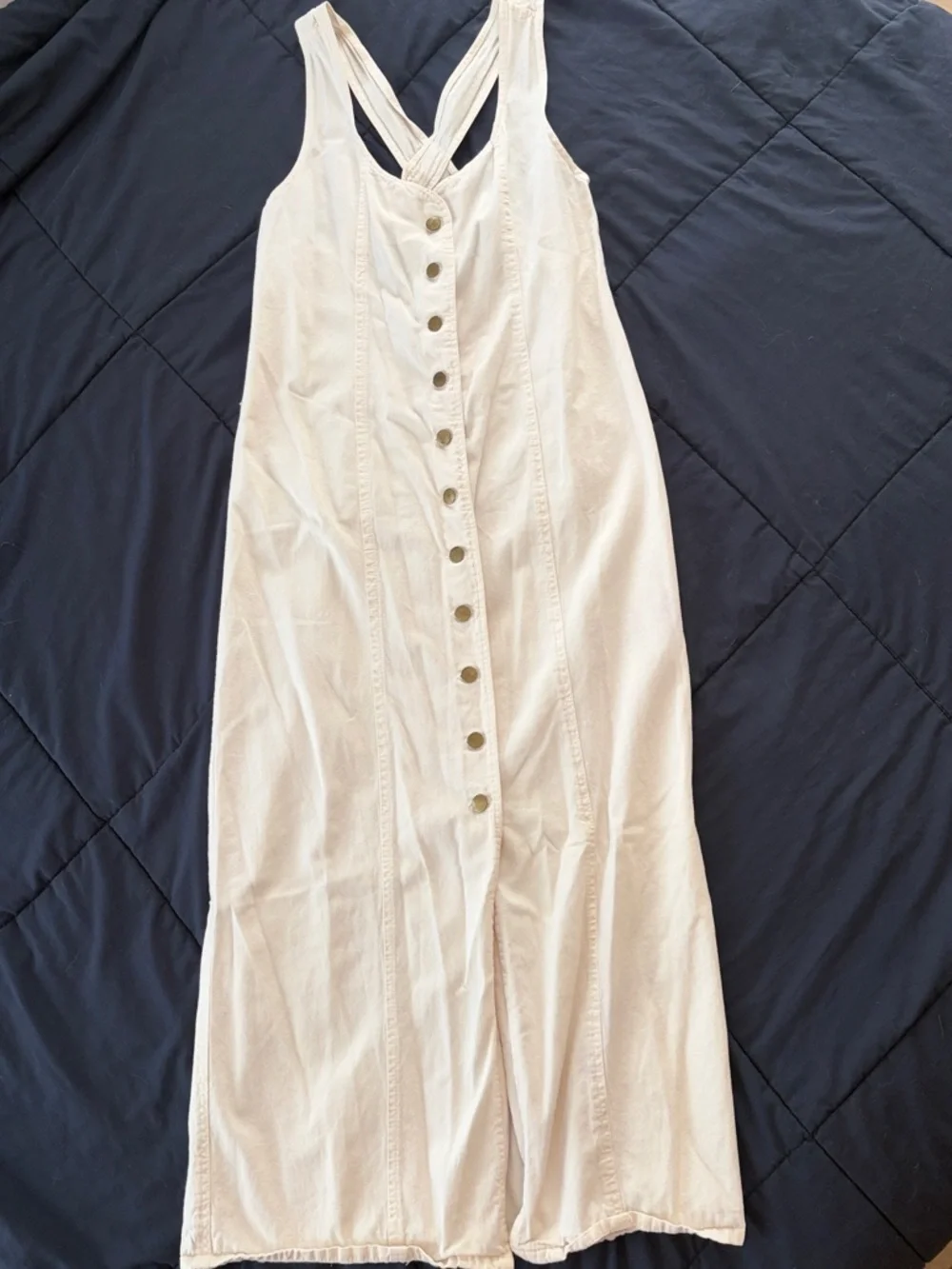 Vintage White denim Button-Front Dress